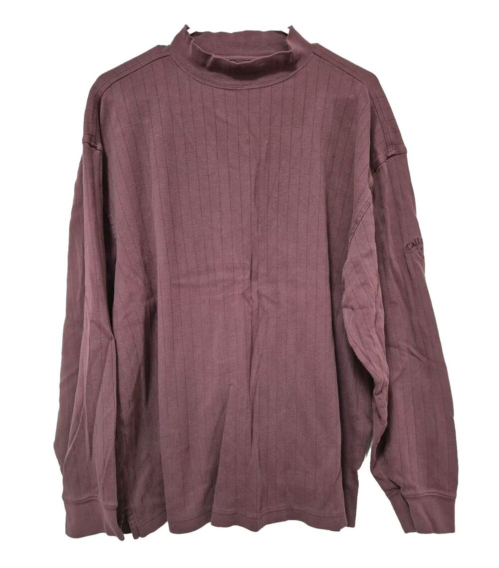 Callaway Golf Plum Ribbed Knit Mock Turtleneck Pullover Shirt Size XL